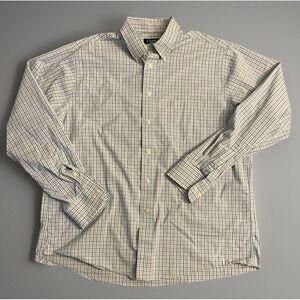 Chaps Ralph Lauren Long Sleeve Button Up Shirt White Plaid 17.5 36/37 XL JBHS